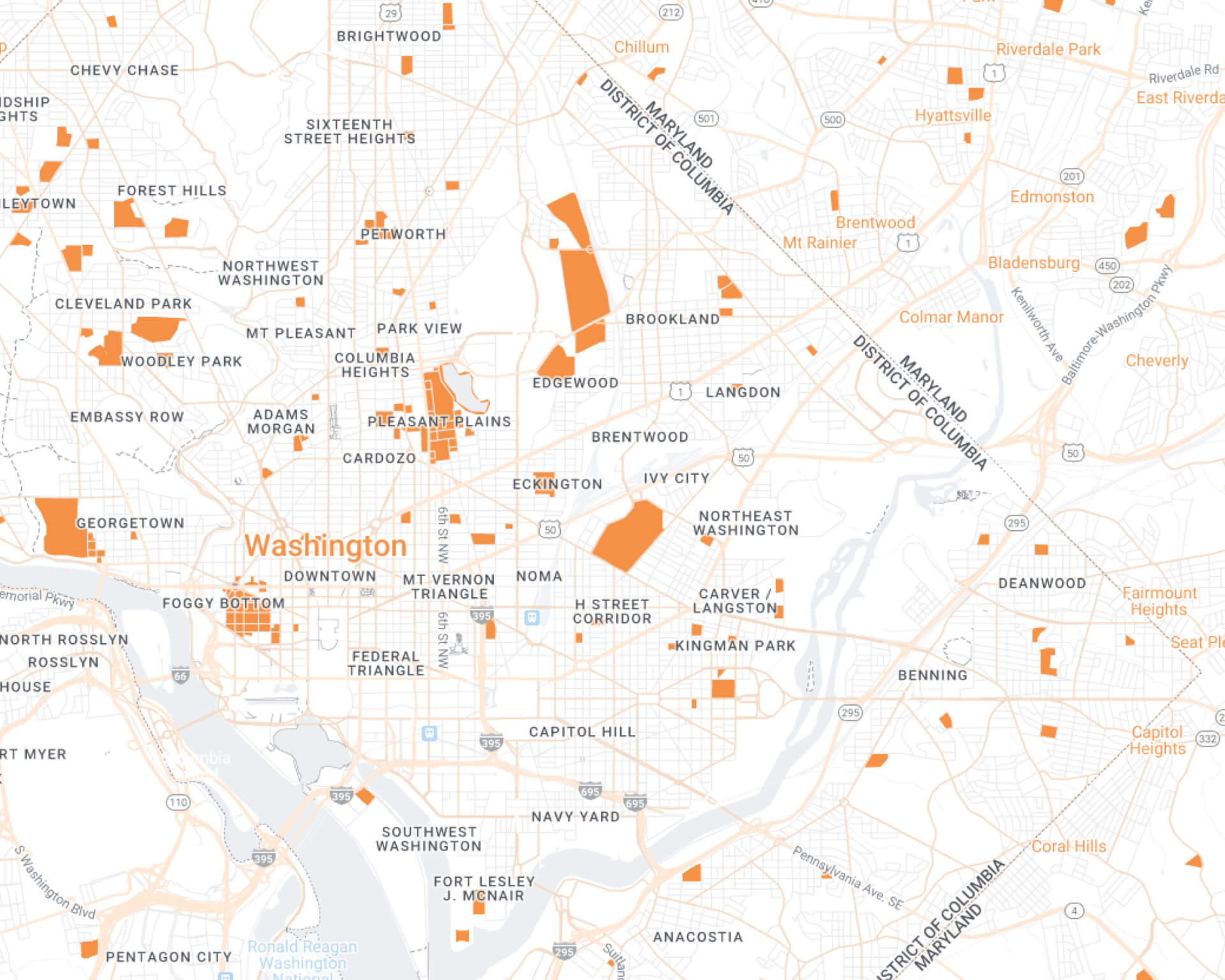 East Washington DC Maidkart Desktop Map