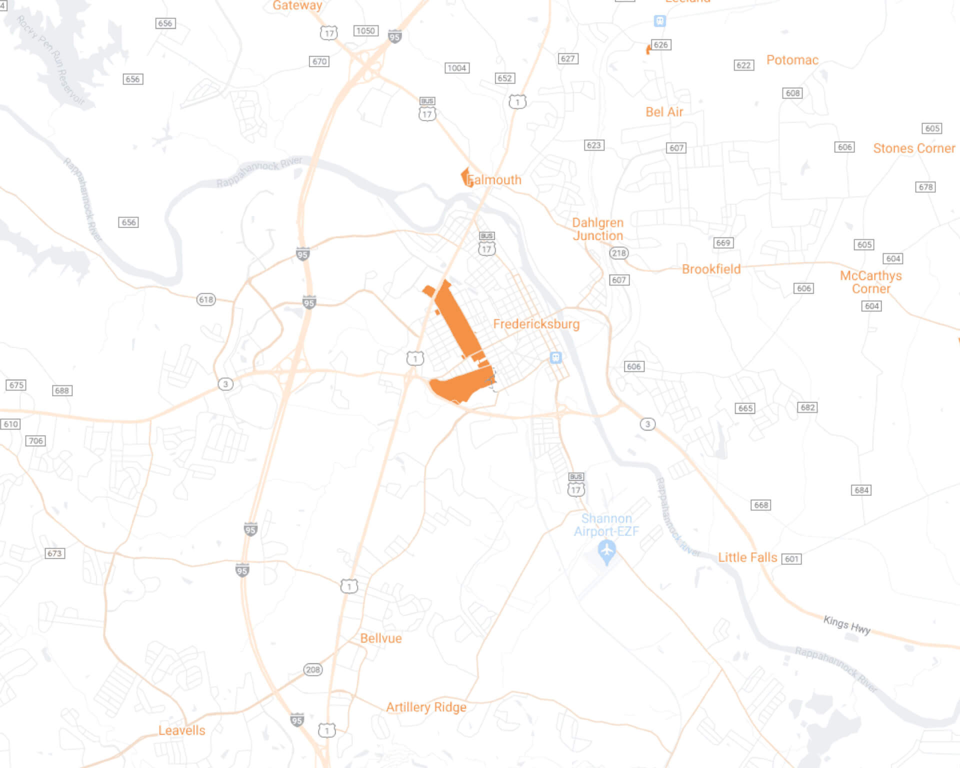 Fredericksburg Maidkart Desktop Map